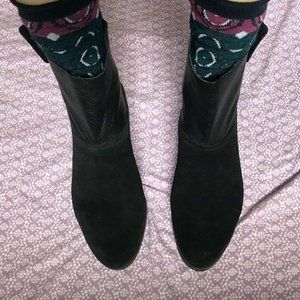 Black Suede & Leather Pointy Boho Booties US 6.5 EUR 37.5